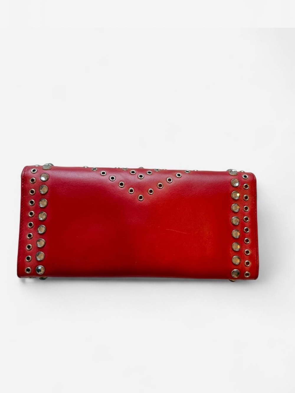 PRADA Rosso Red Flap Shoulder Bag with studs (1M1290) - Picture 2 of 8